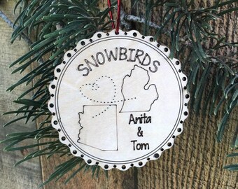 Snowbirds Couple | Snowbirds Winter Home | Snowbird Retirement Ornament | Florida Christmas | Snowbirds Second Home | Grandparent Ornament