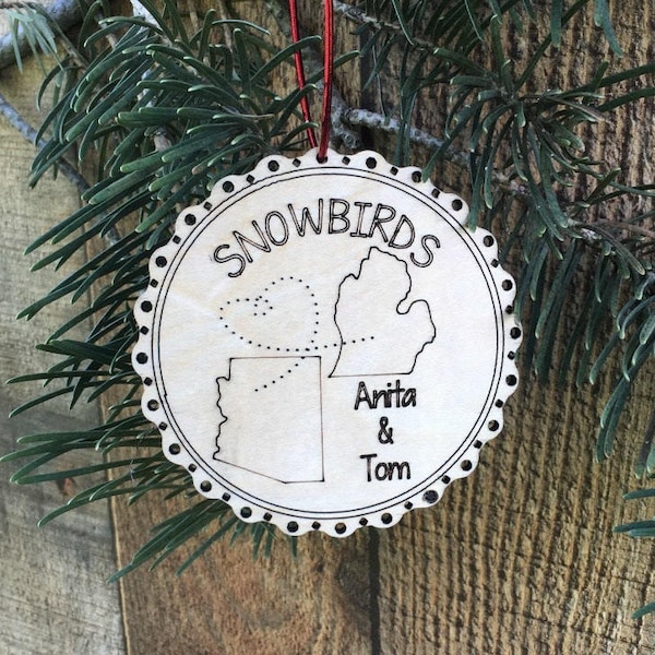 Snowbirds Couple | Snowbirds Winter Home | Snowbird Retirement Ornament | Florida Christmas | Snowbirds Second Home | Grandparent Ornament