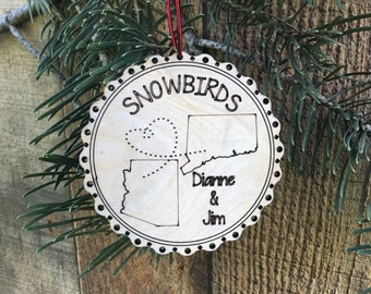 Couple Gift for Snowbirds | Grandparent's Christmas Ornament | Custom Ornament for Second Home | Winter Snowbird Grandparent Ornament