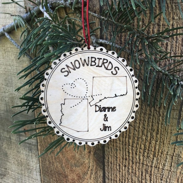 Couple Gift for Snowbirds | Grandparent's Christmas Ornament | Custom Ornament for Second Home | Winter Snowbird Grandparent Ornament