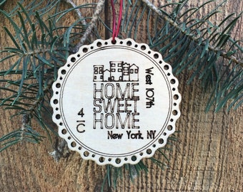 Custom Christmas Ornaments | First Apartment Ornament | Handmade Christmas Ornament | Engraved Ornament | New House Gift | Newlywed Ornament