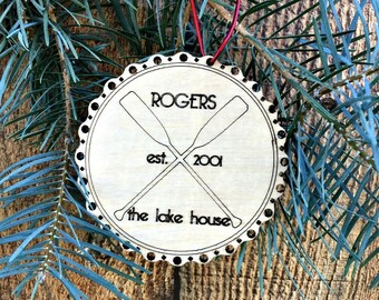 Engraved Housewarming Gift | Our First Home Ornament | Custom Gift for Couples | Lake House Decor Ornament | Newlywed Ornament