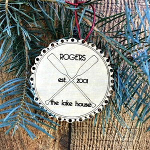 Engraved Housewarming Gift Our First Home Ornament Custom Gift for Couples Lake House Decor Ornament Newlywed Ornament image 1