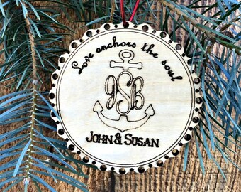 Monogram Christmas Ornaments | Newlywed Gift | Wedding Anniversary Gifts | Personalized Family Christmas Ornaments | Relationship Gifts