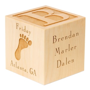 Personalized Wooden Baby Block: Engraved Name & Birth Stats Keepsake