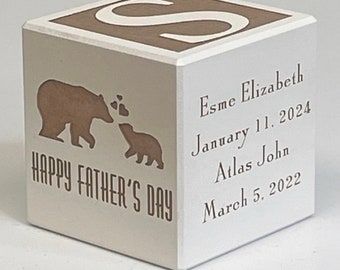 Personalized Engraved Baby Block: First Father's Day Keepsake Gift