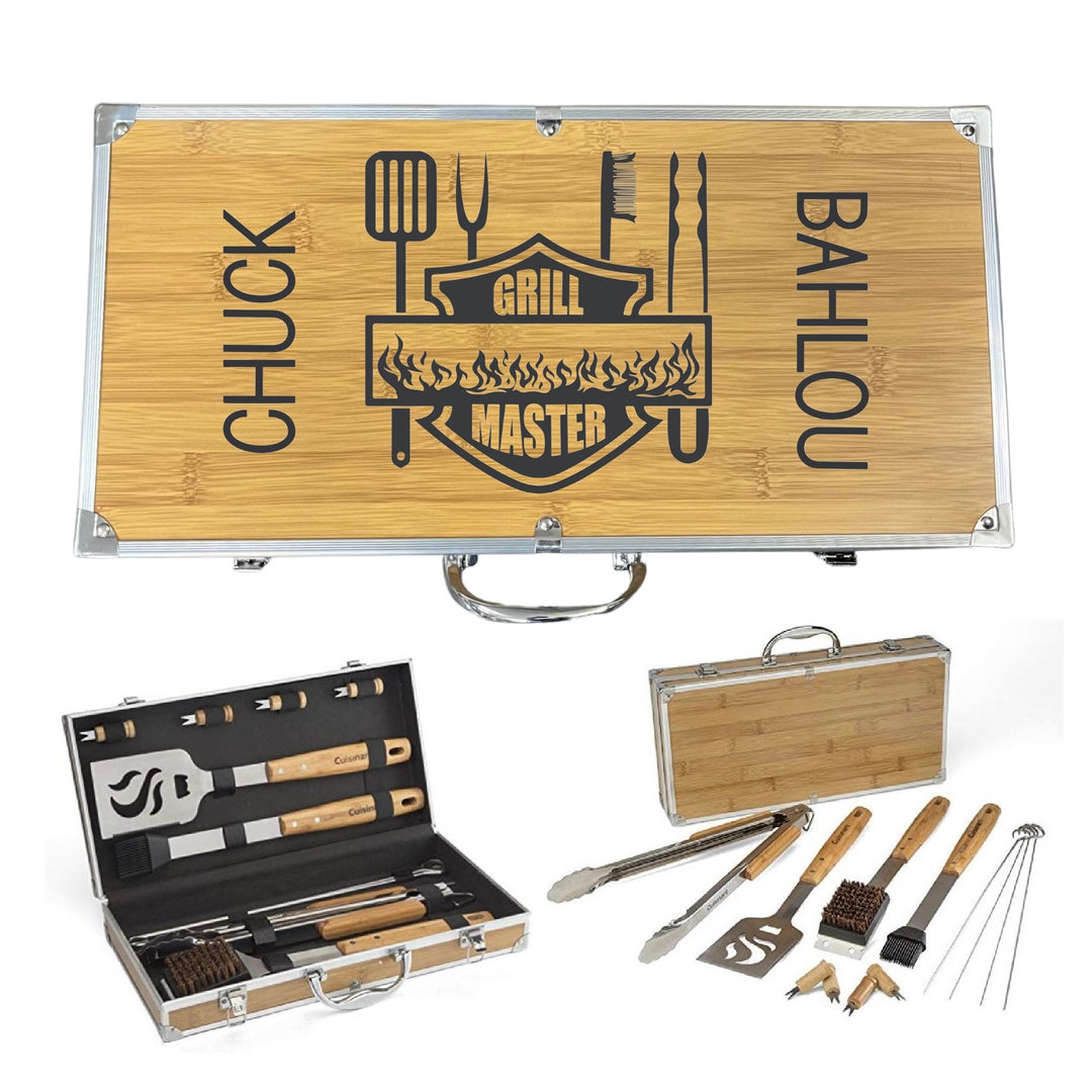 Grill Gift Set, BBQ Grilling Tools, Personalized BBQ Set, Barbecue Gift, Engrave Grill Tool