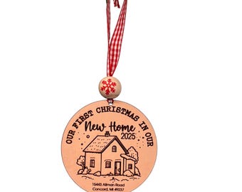 First Christmas in New Home: Leather Christmas Ornament- 3 inches
