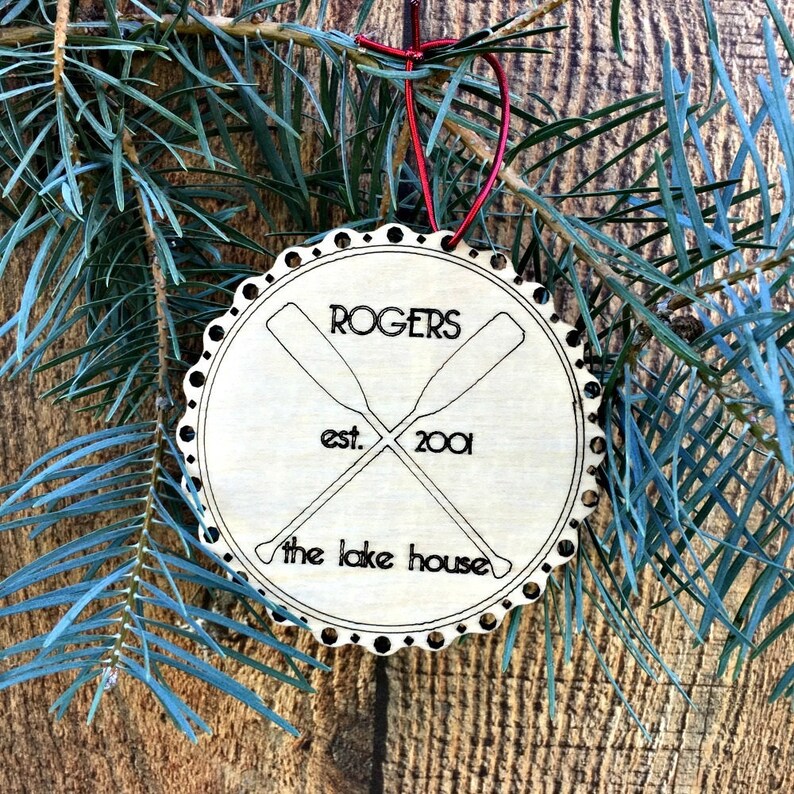 Engraved Housewarming Gift Our First Home Ornament Custom Gift for Couples Lake House Decor Ornament Newlywed Ornament image 1