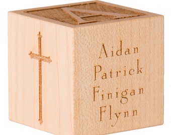 Personalized Baptism Gift: Engraved Maple Wood Block Keepsake