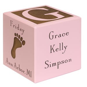 Personalized Engraved Wooden Baby Block: Custom Birth Stats Keepsake