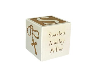 Christening, Dedication, Baptism Block- Engraved Wooden Block Keepsake, Personalized