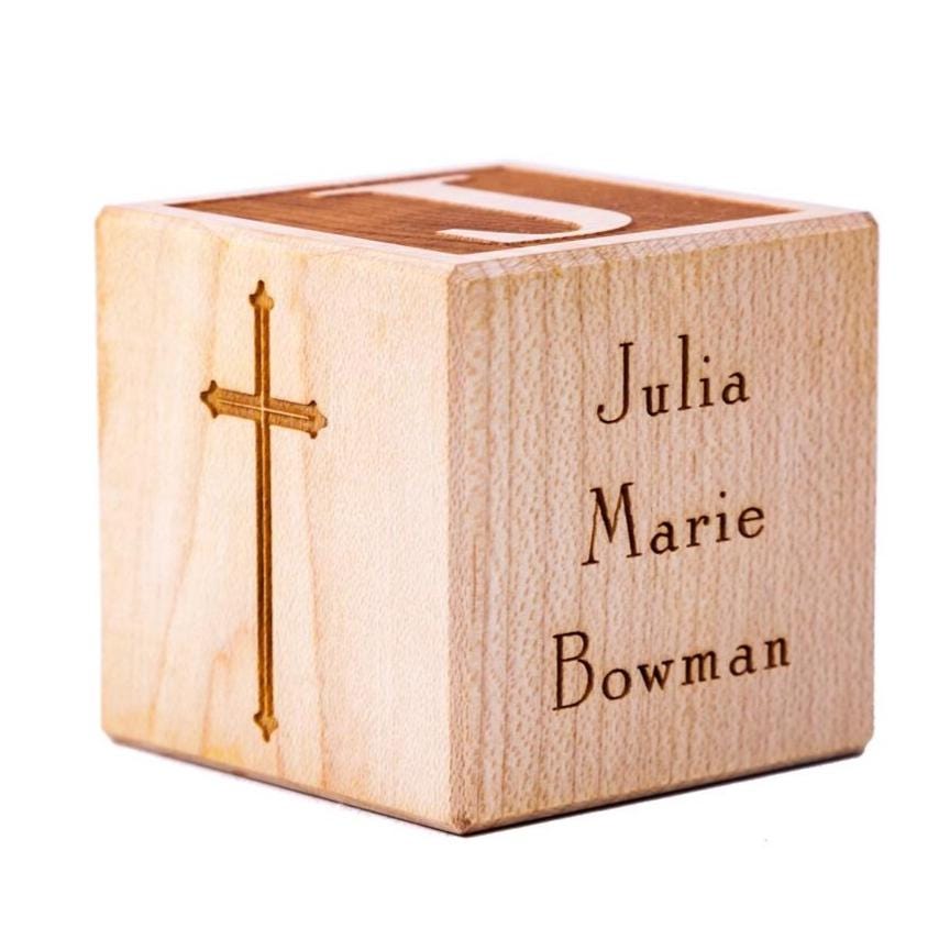 Personalized Baptism Gift Baby Block – Christening Keepsake for Godson & Goddaughter, Godparent Gift Ideas, Custom Baby Christening Present
