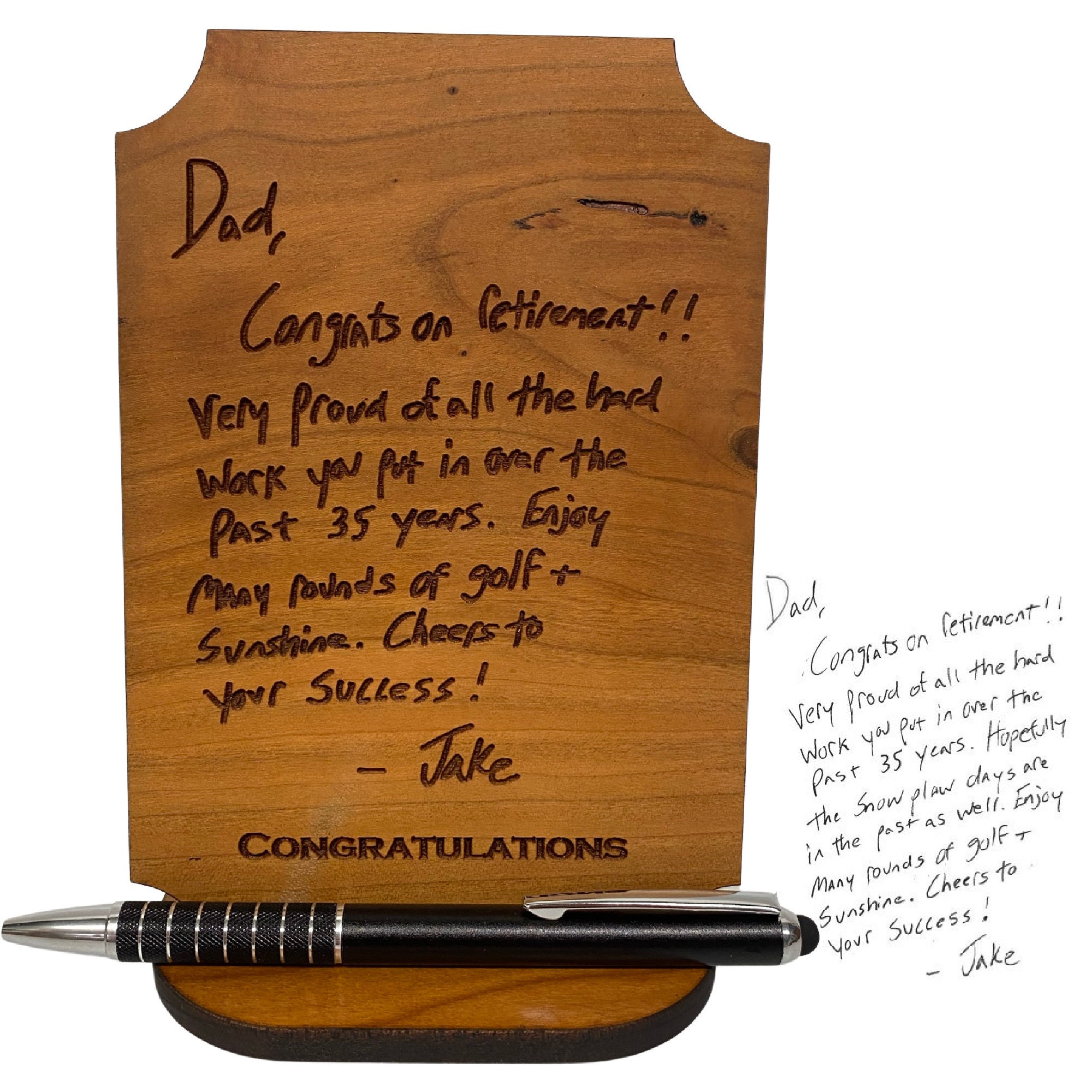Personalized Handwriting Wood Pen Holder - Unique Father's Day Gift