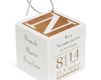Personalized Baby First Christmas Ornament - 2025 Maple Engraved Keepsake 2 inches (Ruler Style)