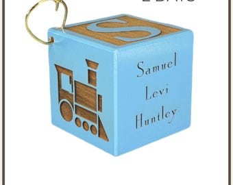 Baby's First Christmas 2025 Ornament -Wooden Engraved Maple Block 2''