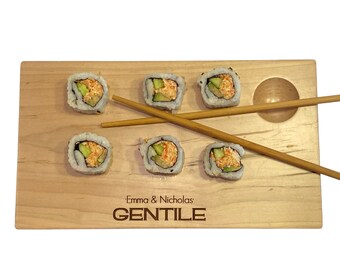 Sushi Tray, Sushi Platter, Sushi Plate, Wooden Serving Sushi Board, Wooden Tray, Sushi Gift, Foodie Engagement Gift, 5th Anniversary Gift