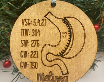 Weight Loss Surgery Ornament, Personalized Gastric Bypass Ornament, Surgiversary Gift, Bariatric Ornament, VSG Christmas Ornament