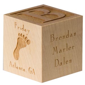 Wooden Baby Block Personalized Name Cube Unique Newborn Gift for New Parents Baby Shower Keepsake Present Infant Birth Stats Gift