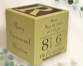 baby birth stats block, baby stats cube, wooden block birth information, personalized baby block,baby arrival announcement, baby stat block