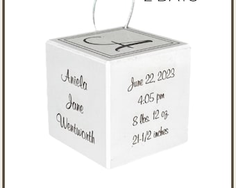 Baby Block Ornament: My First Christmas Bauble (Script Font)