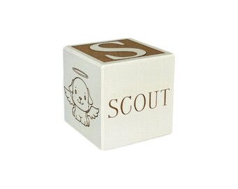 Personalized Dog Memorial Gift: Engraved Maple Wood Block