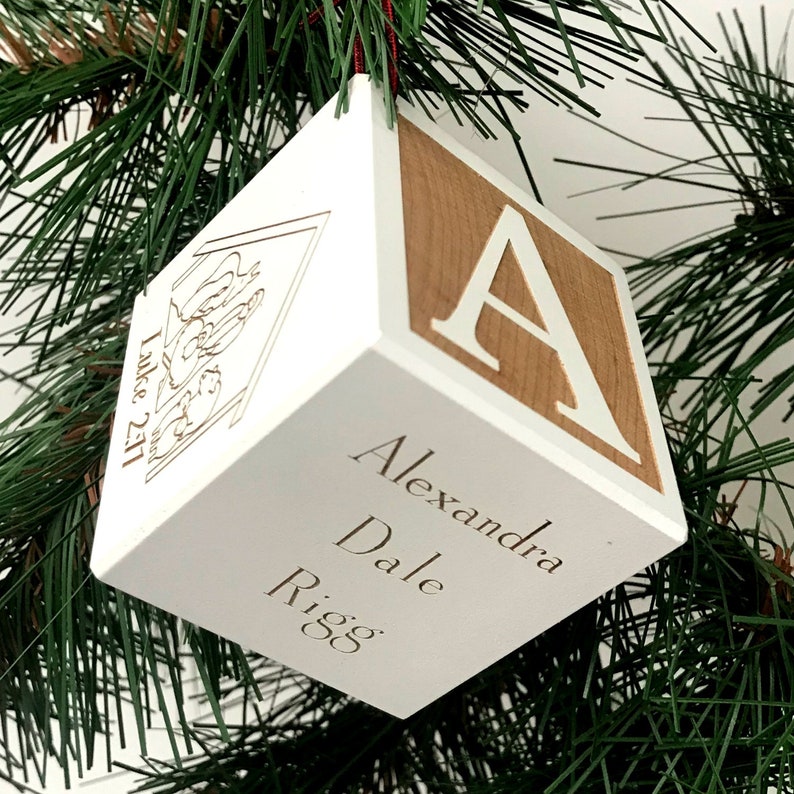 Baby Block Ornament | Baby's First Christmas Ornament | Baby Block Christmas Ornament | Baby's First Christmas Gift | New Baby Ornament 