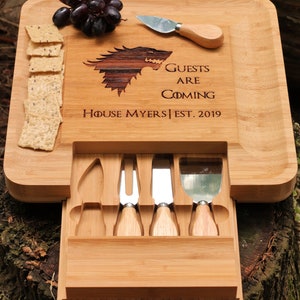 Game of Thrones Cheese Board | House Stark Gift | Personalized Cheese Board | GOT Gift | Personalized New Home Gift | Newlywed Gift