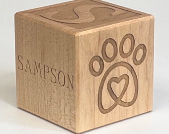 Personalized Pet Memorial Gift: Engraved Maple Wood Block