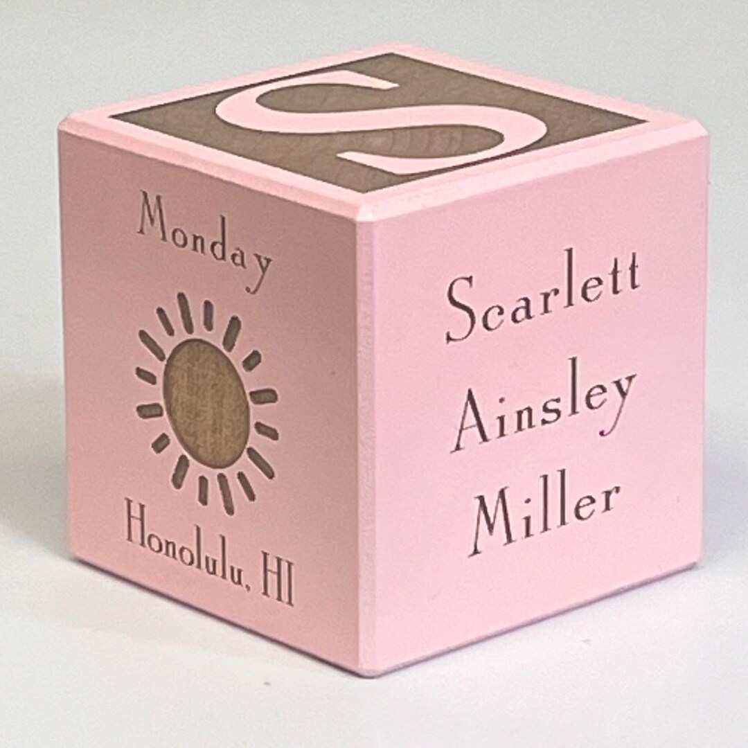 Custom Baby Block for Girl Pink Block for Girl Custom Girl Baby Block