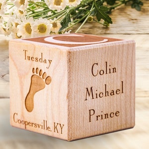 Personalized Baby Block | New Baby Gift | Personalized Baby Gift | Wooden Baby Block | Safari Nursery Decor | New Grandma Gift