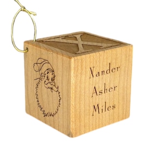 Wooden Baby Block Christmas Ornament - 2 Inch Maple My First Xmas Engraved Block