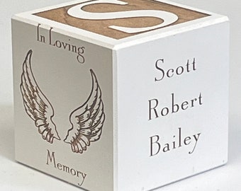 Personalized Memorial Gift Bereavement Gift In Loving Memory Wooden Block Dad in Heaven Heavenly Angel, Angel in Heaven Dad, Father Memorial