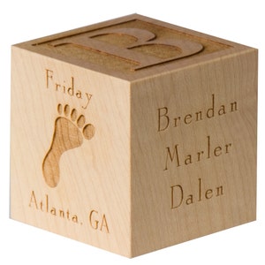 Personalized Baby Block Wooden Baby Block Unique Baby Gift Twin Baby Gift New Parents Gift Personalized Baby Block image 1