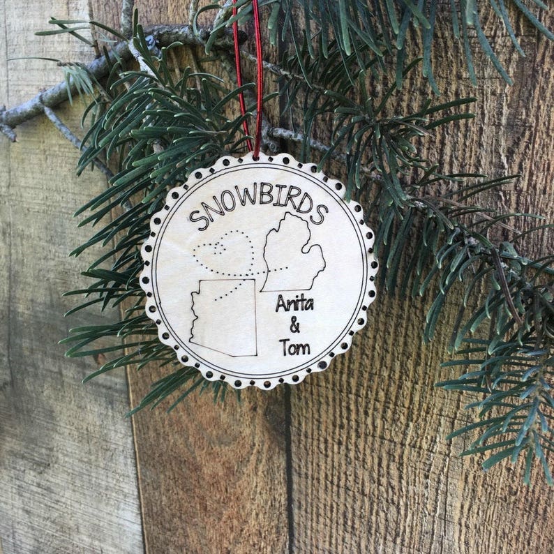 Snowbirds Couple Snowbirds Winter Home Snowbird Retirement Ornament Florida Christmas Snowbirds Second Home Grandparent Ornament image 1