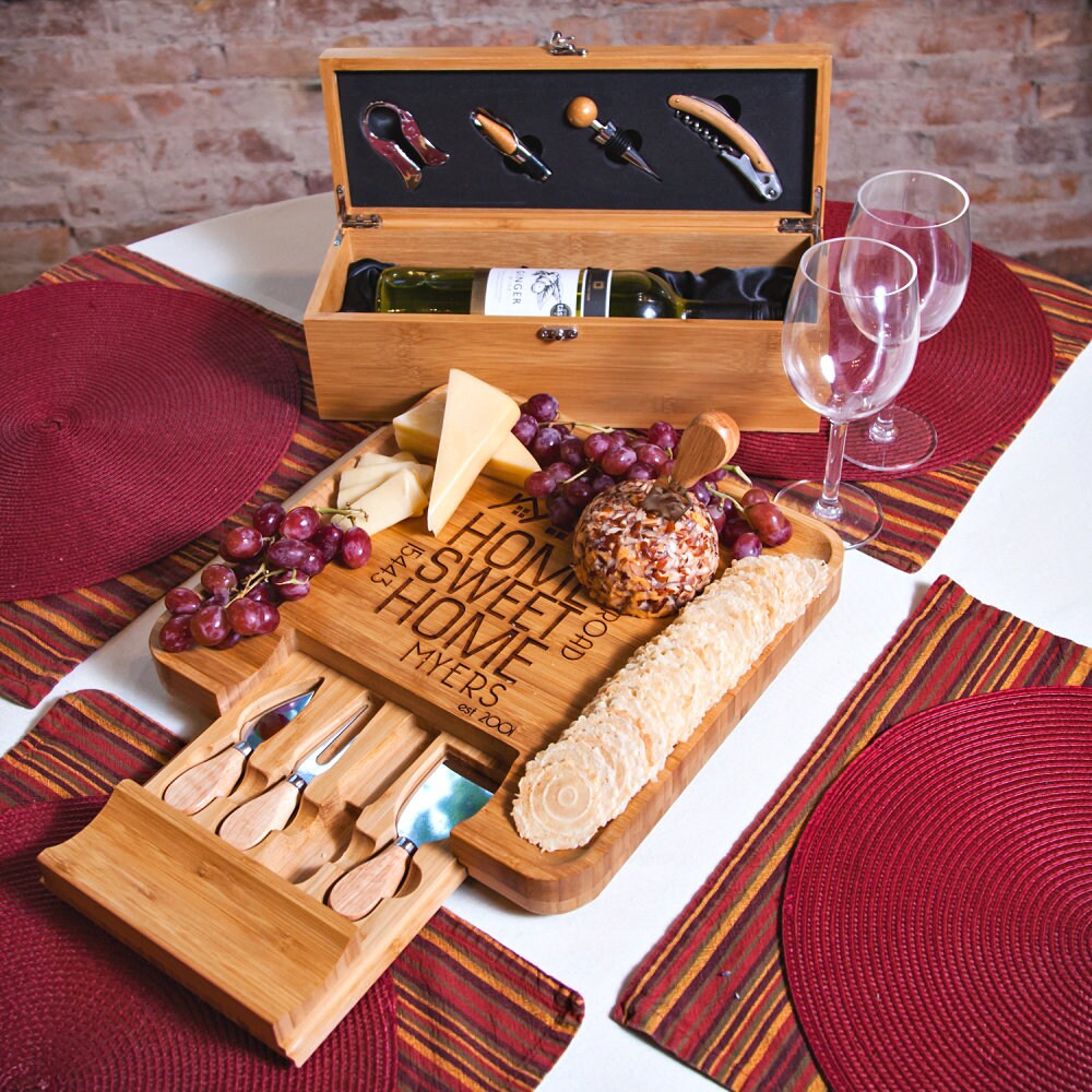 Personalized Wine and Cheese Board Mother's Day Gift Etsy