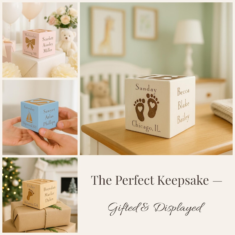 Baby Block: Personalized Wooden Engraved Name & Birth Stats Keepsake image 4