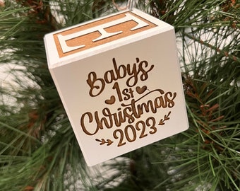 Baby Block Ornament, Baby's First Christmas Ornament, Baby Block Christmas Ornament, Baby's First Christmas Gift, New Baby Ornament, 2023