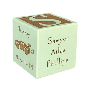 Personalized Engraved Baby Block: Hard Maple Birth Stats Keepsake