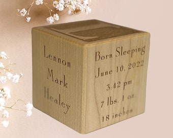 Baby Block for Stillborn, Still Born, Infant Memorial Block, Gift for Stillborn, Born Sleeping, Miscarriage Gift, Stillborn Baby Gift