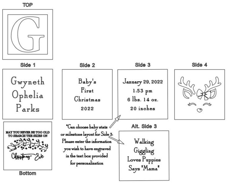 Baby's First Christmas Ornament Baby's 1st Christmas Gift Personalized Baby Christmas Ornament New Baby Ornament Baby Name Blocks image 3
