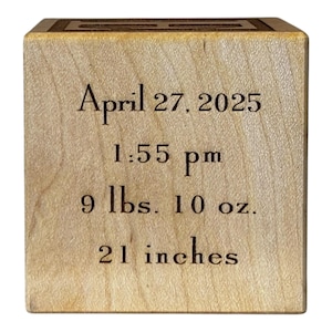 Baby Block: Personalized Wooden Engraved Name & Birth Stats Keepsake image 5