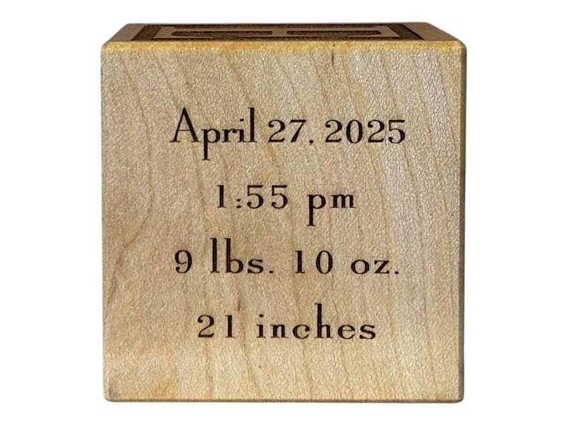 Baby Block: Personalized Wooden Engraved Name & Birth Stats Keepsake image 5