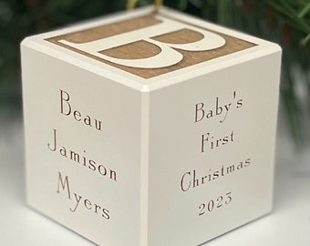 Baby Block Ornament, Baby's First Christmas Ornament, Baby Block Christmas Ornament, Baby's First Christmas Gift, New Baby Ornament, 2023