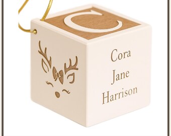 Christmas Ornament Block - Baby's First Christmas 2025 Maple Engraved Keepsake