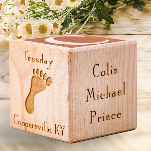 Personalized Wooden Baby Name Blocks: Solid Maple 2-4 inches