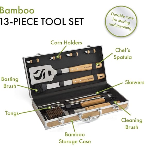 BBQ Grilling Set with Personalized Bamboo Case