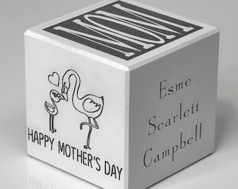 Personalized Mother's Day Maple Wood Block: Engraved Keepsake Gift