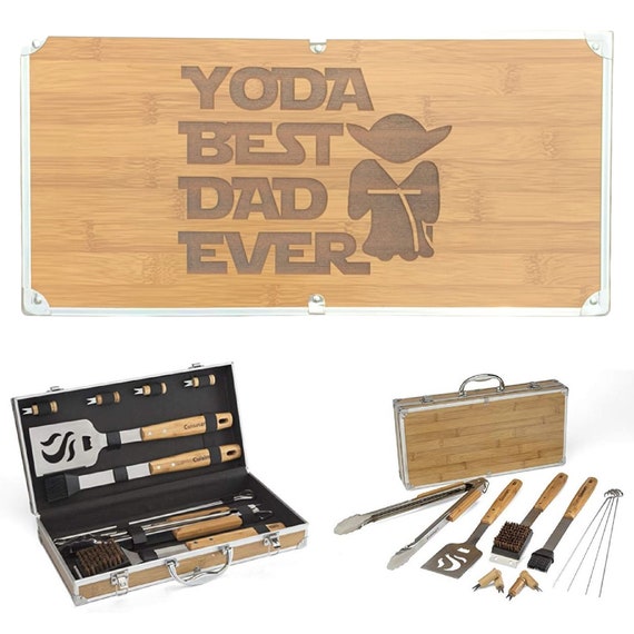 Star Wars Gifts, Personalized Star Wars Gifts, Yoda Best Dad, Personalized  Father's Day Grilling Gift, BBQ Tools Set, Personalized BBQ 