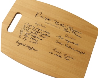 Personalized Cutting Board :  Food Safe Bamboo - Engraved Recipe | S-XL